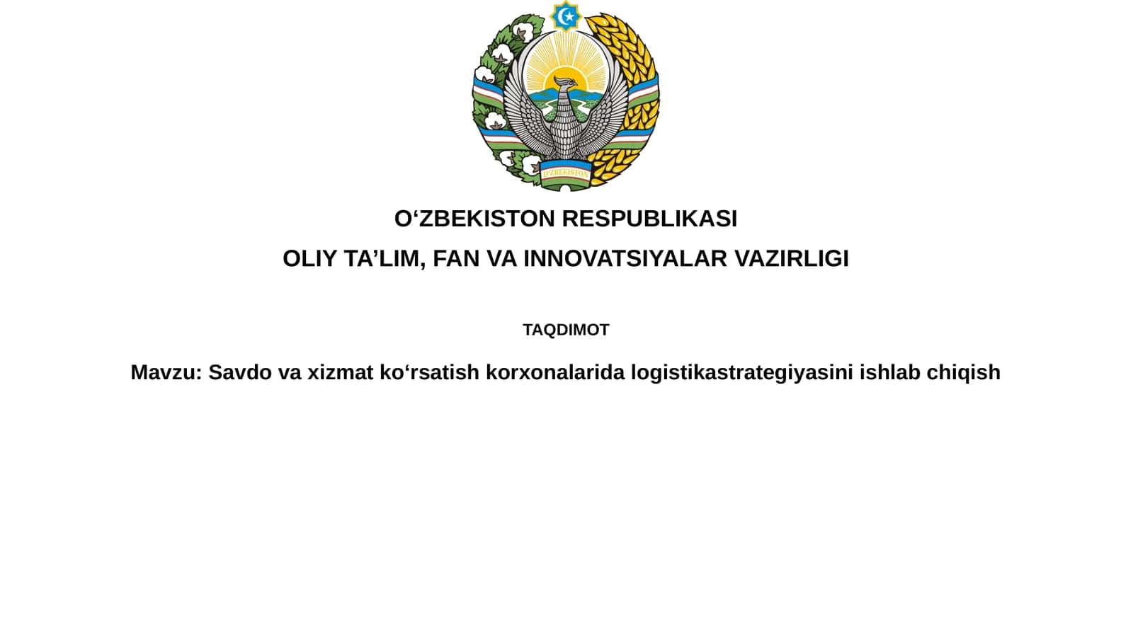 Logistika strategiyasini ishlab chiqishning asosiy elementlari 1