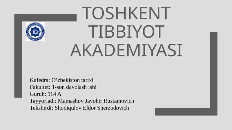 O’zbekiston Mustaqil Taraqqiyoti 1