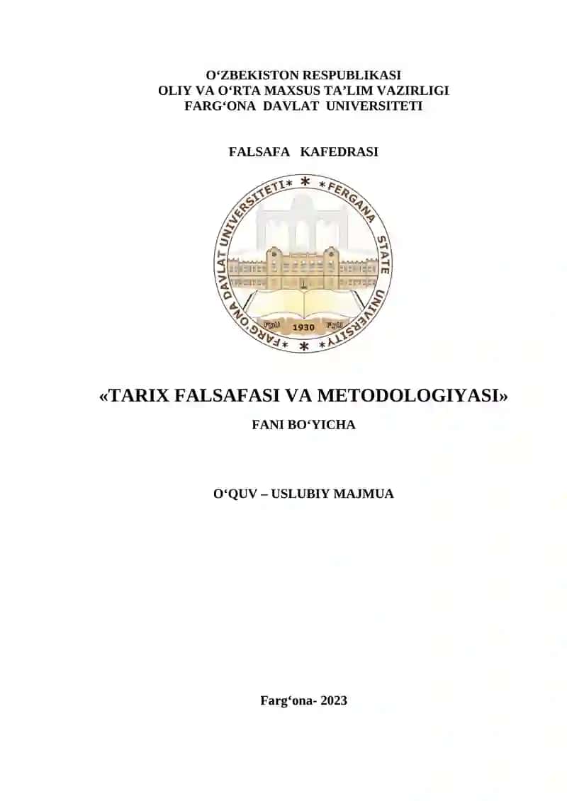 TARIX FALSAFASI VA METODOLOGIYASI