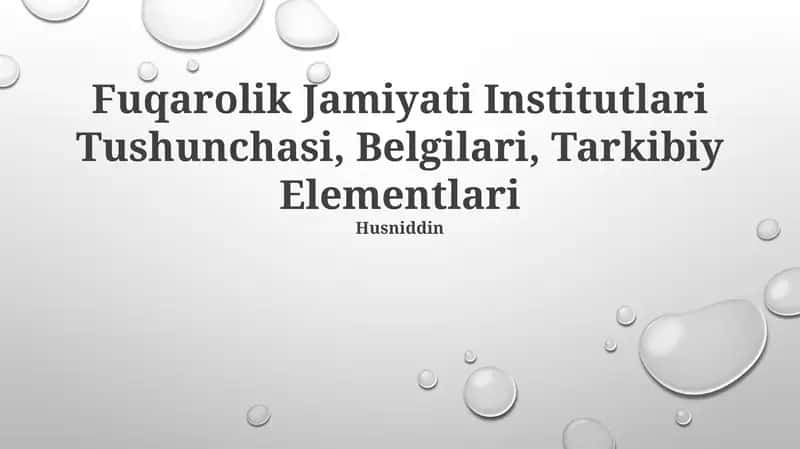 Fuqarolik Jamiyati Institutlari Tushunchasi, Belgilari, Tarkibiy Elementlari 1