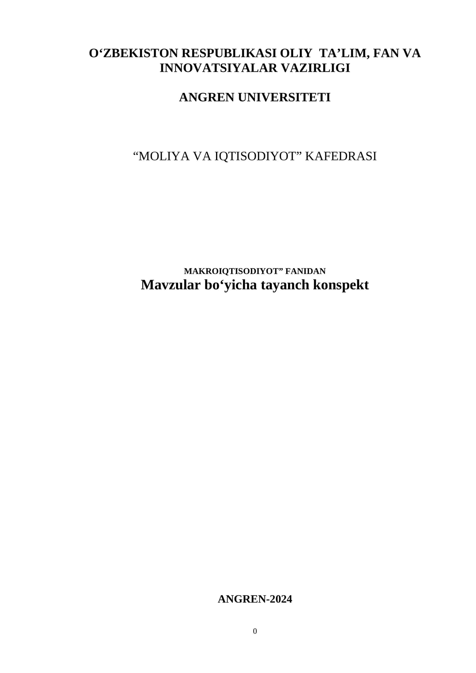 Makroiqtisodiyotga kirish 1