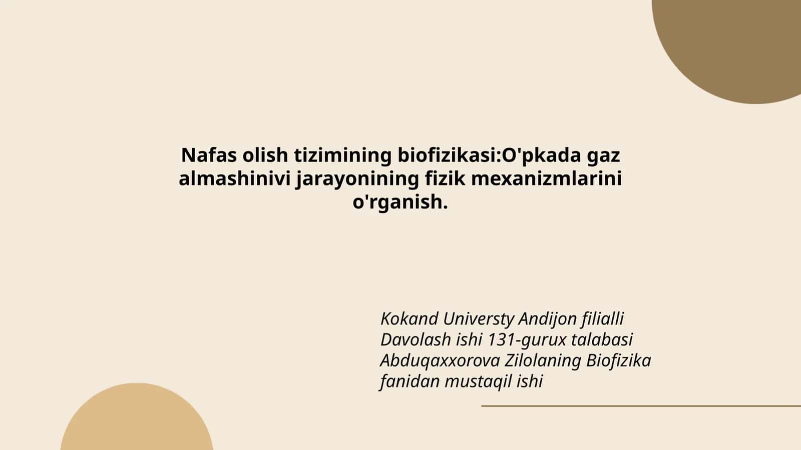 Nafas olish tizimining biofizikasi 1
