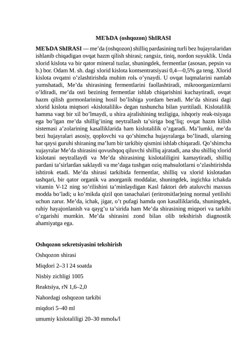 MEЪDА (oshqozon) ShIRАSI 1
