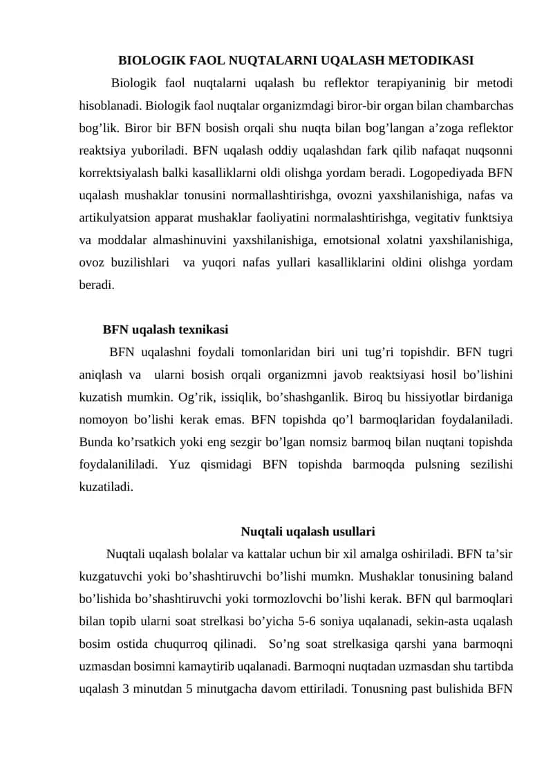 BIOLOGIK FAOL NUQTALARNI UQALASH METODIKASI 1