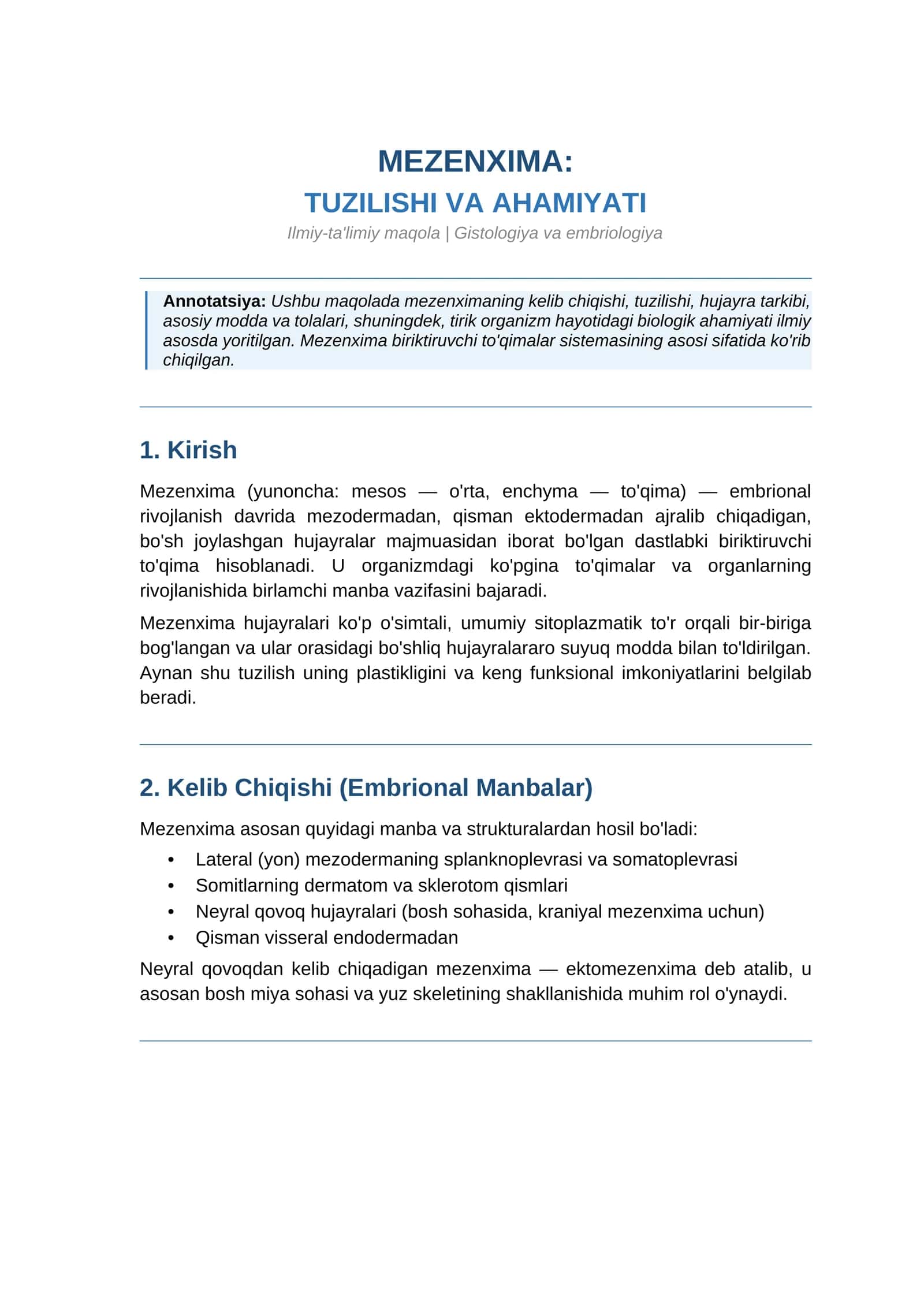 MEZENXIMA: TUZILISHI VA AHAMIYATI 1