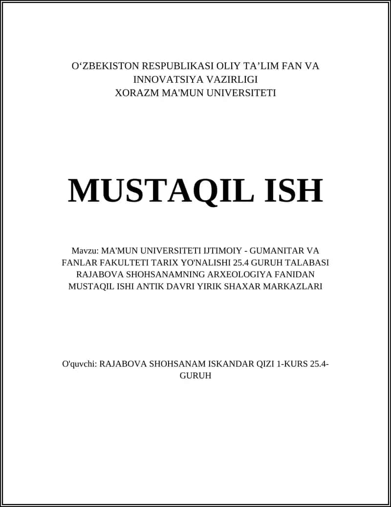 Antik davr yirik shahar markazlarining arxitektura rejalari va urbanistik tuzilishi 1