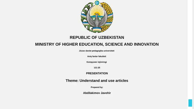 Understand and use articles 1