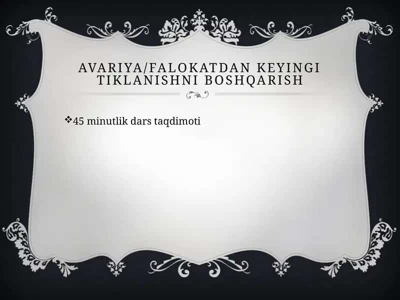Avariya/falokatdan keyingi tiklanishni boshqarish 1