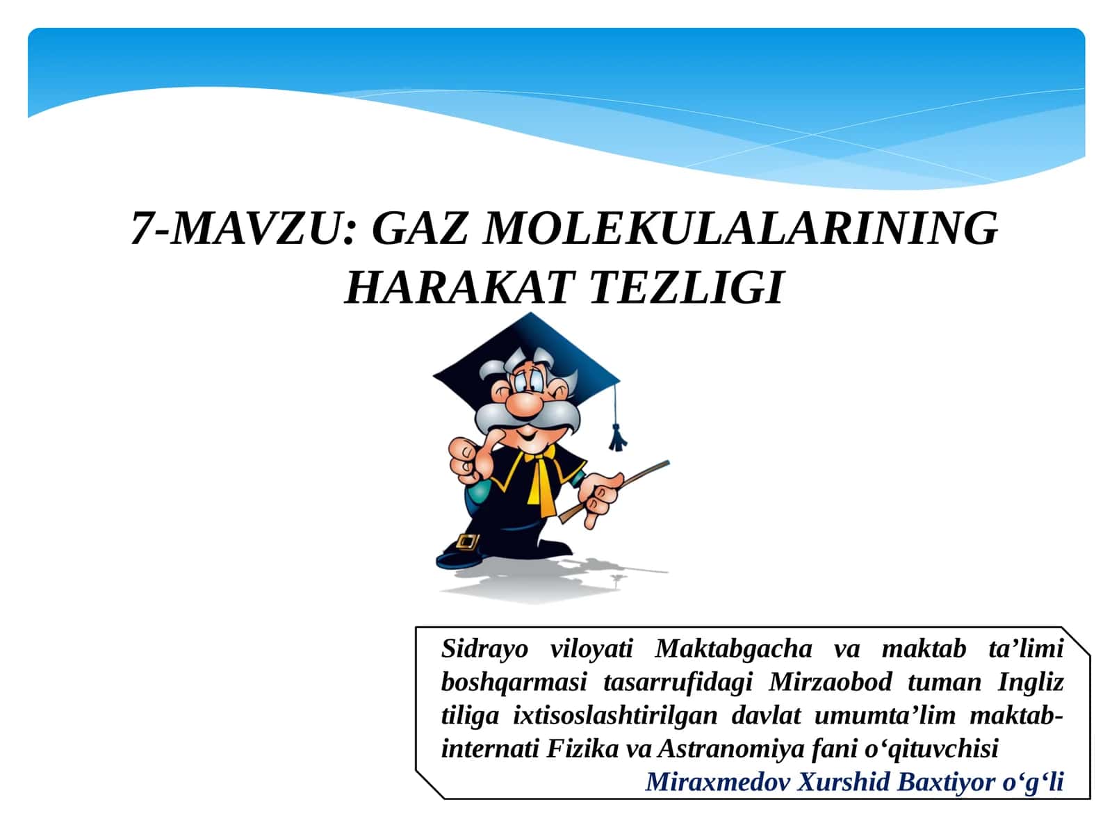 GAZ MOLEKULALARINING HARAKAT TEZLIGI 1