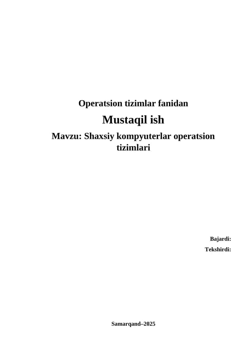 Shaxsiy kompyuterlar operatsion tizimlari 1
