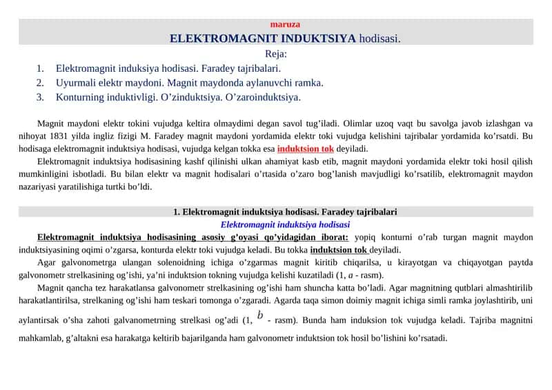 ELEKTROMAGNIT INDUKTSIYA hodisasi 1