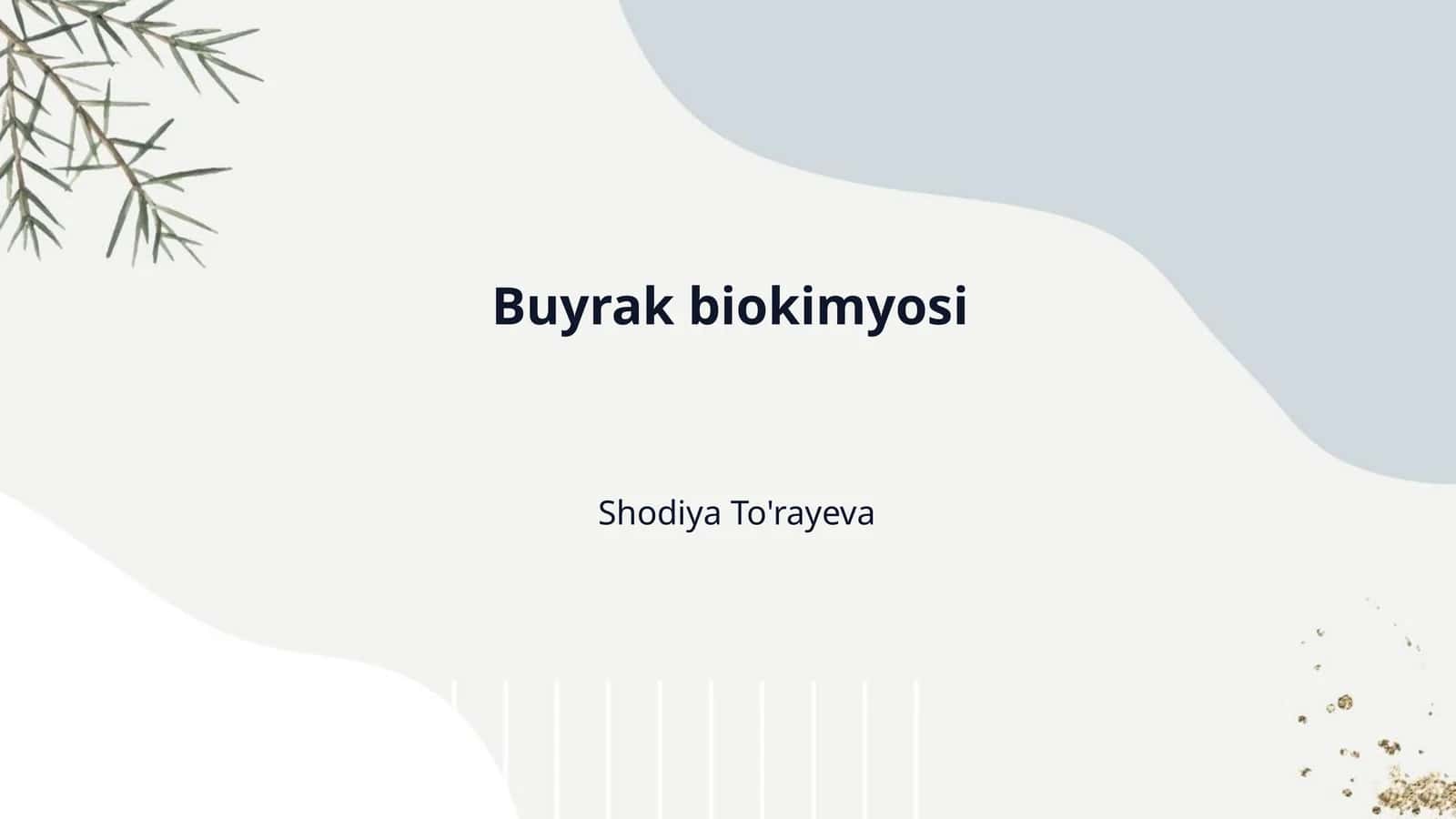 Buyrak biokimyosi 1