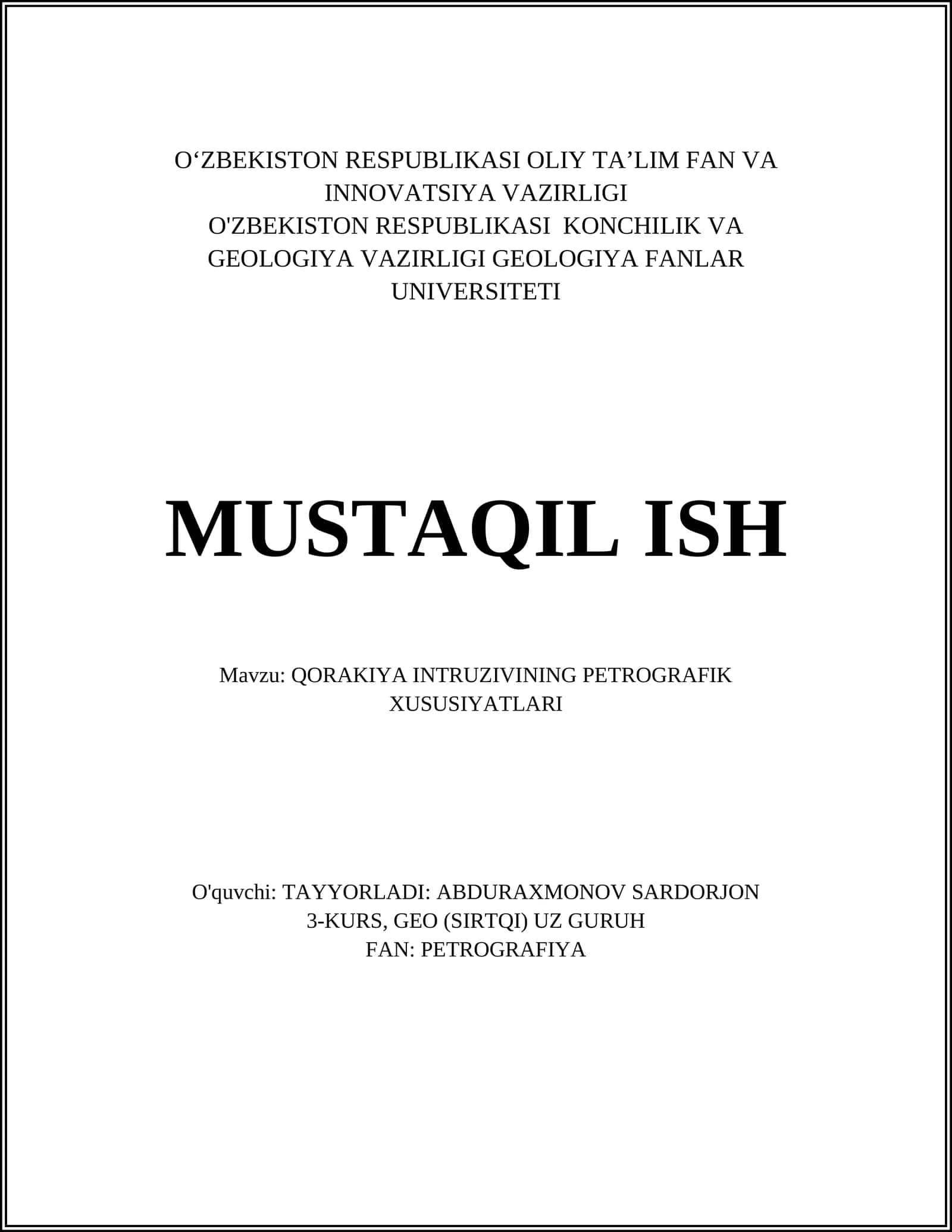 QORAKIYA INTRUZIVINING PETROGRAFIK XUSUSIYATLARI 1