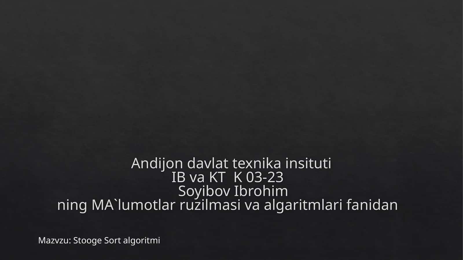 Stooge Sort algoritmi 1