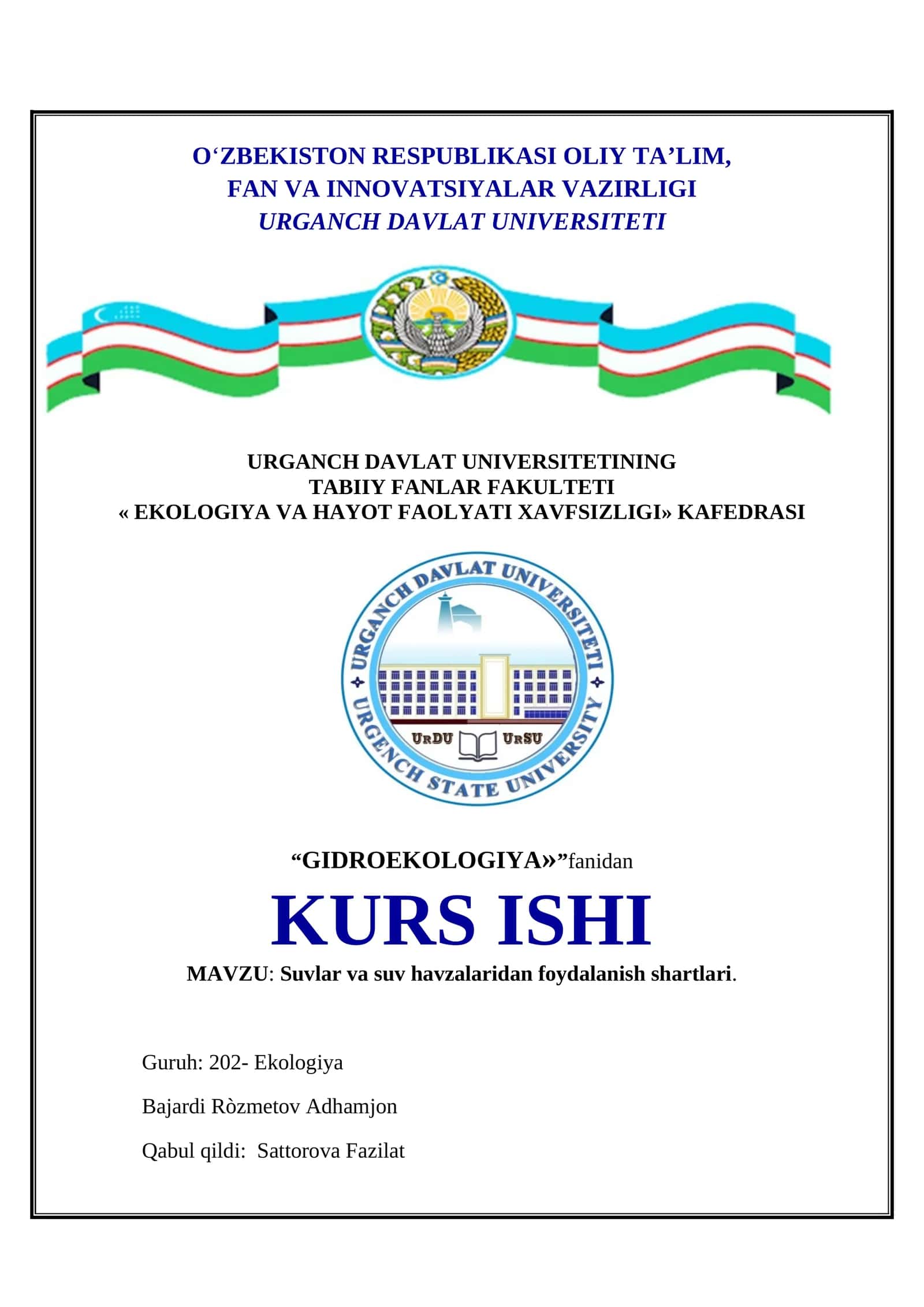 Suvlar va suv havzalaridan foydalanish shartlari 1