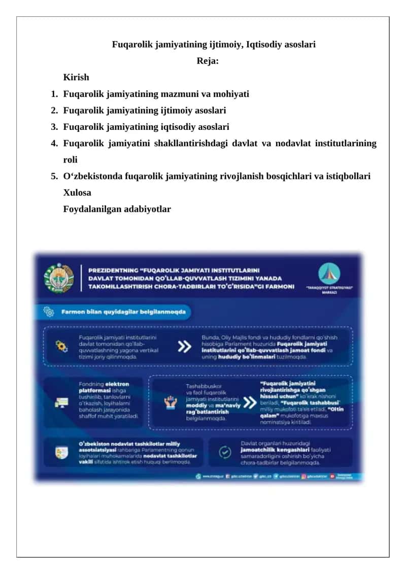 Fuqarolik jamiyatining ijtimoiy, Iqtisodiy asoslari 1
