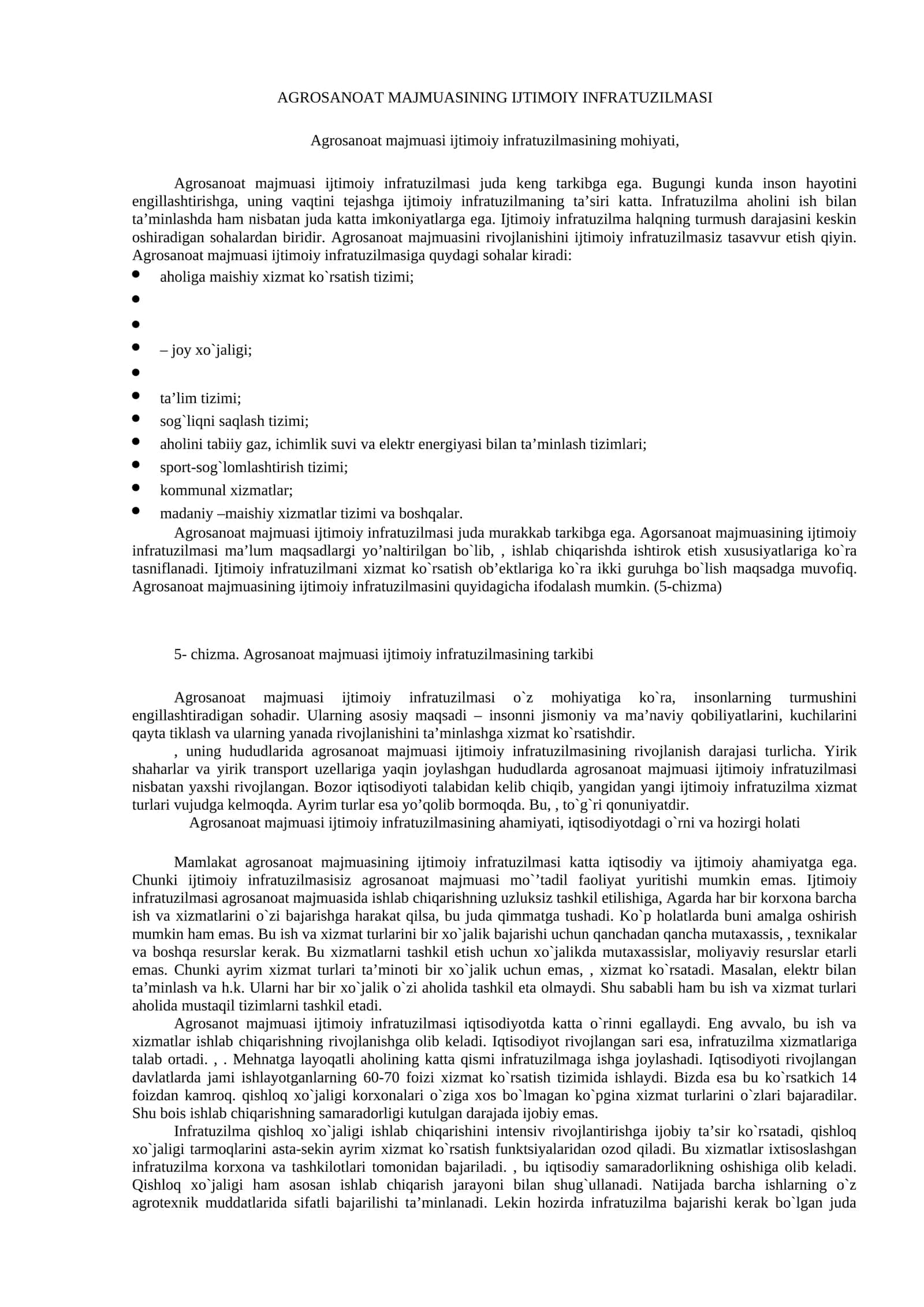 Agrosanoat majmuasi ijtimoiy infratuzilmasi 1