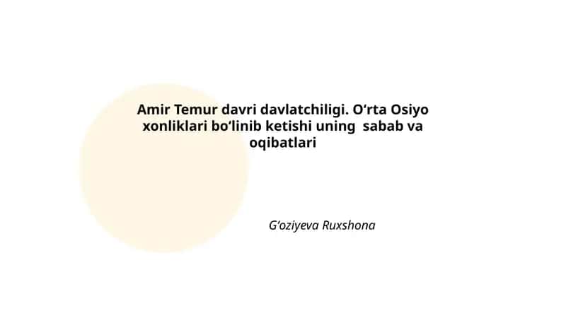 Amir Temur davri davlatchiligi 1