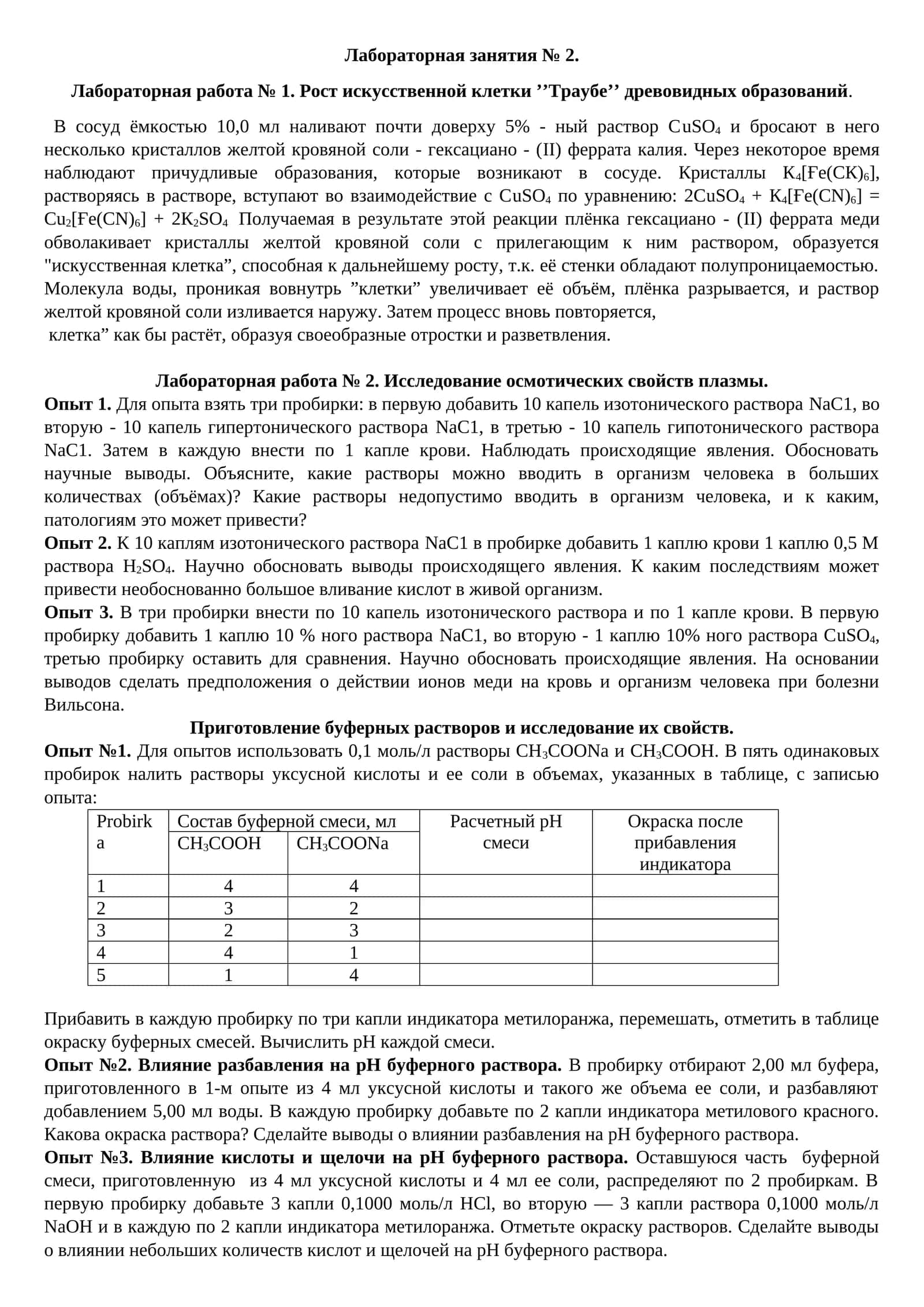 Лабораторная работа № 1. Рост искусственной клетки ’’Траубе’’ древовидных образований 1