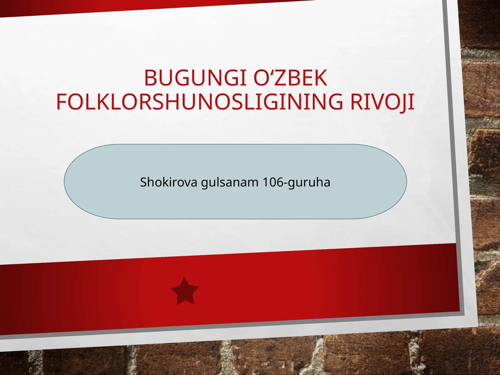 Bugungi oʻzbek folklorshunosligining rivoji 1