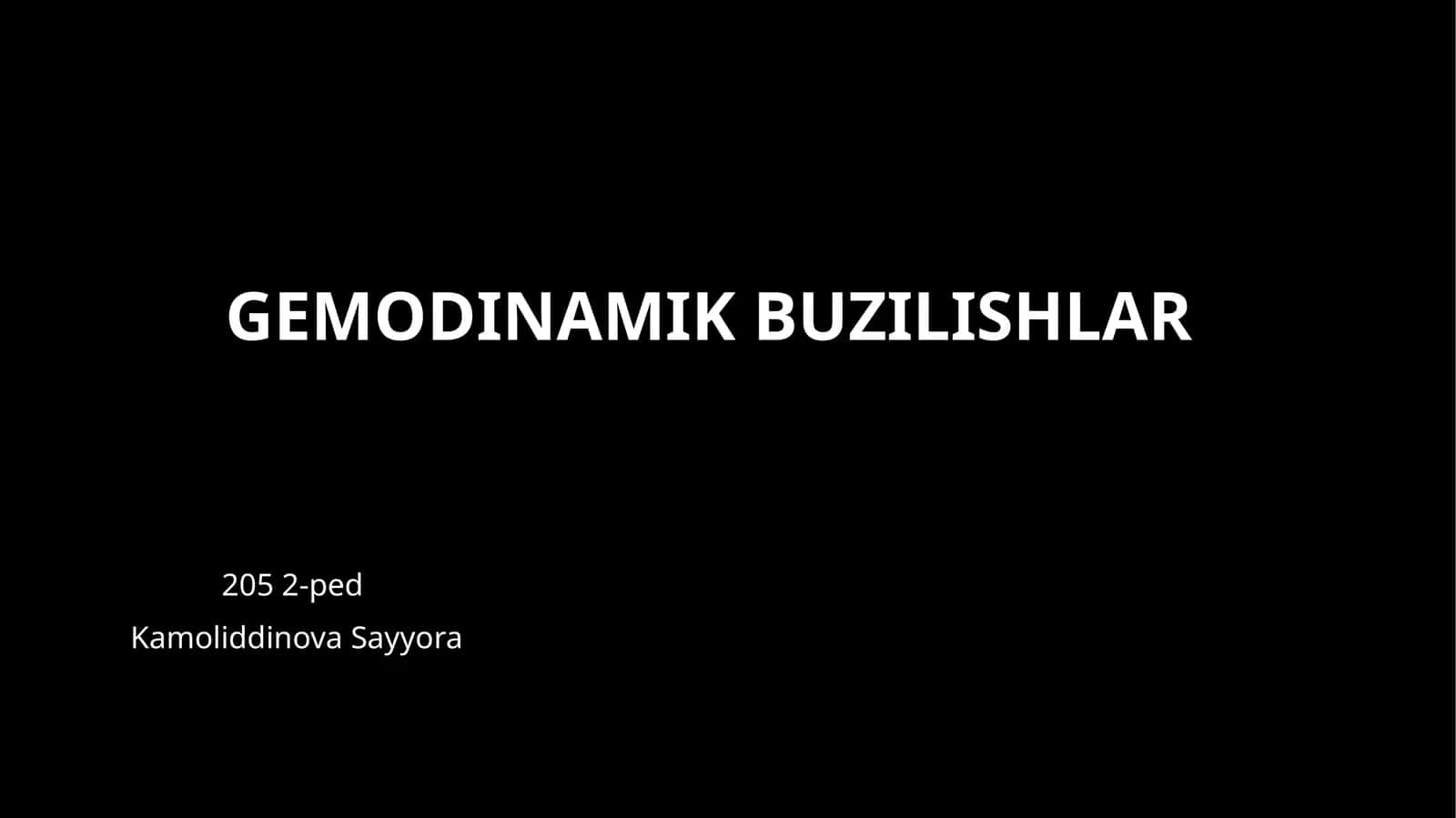 Gemodinamik Buzilishlar Patofiziologiya 1