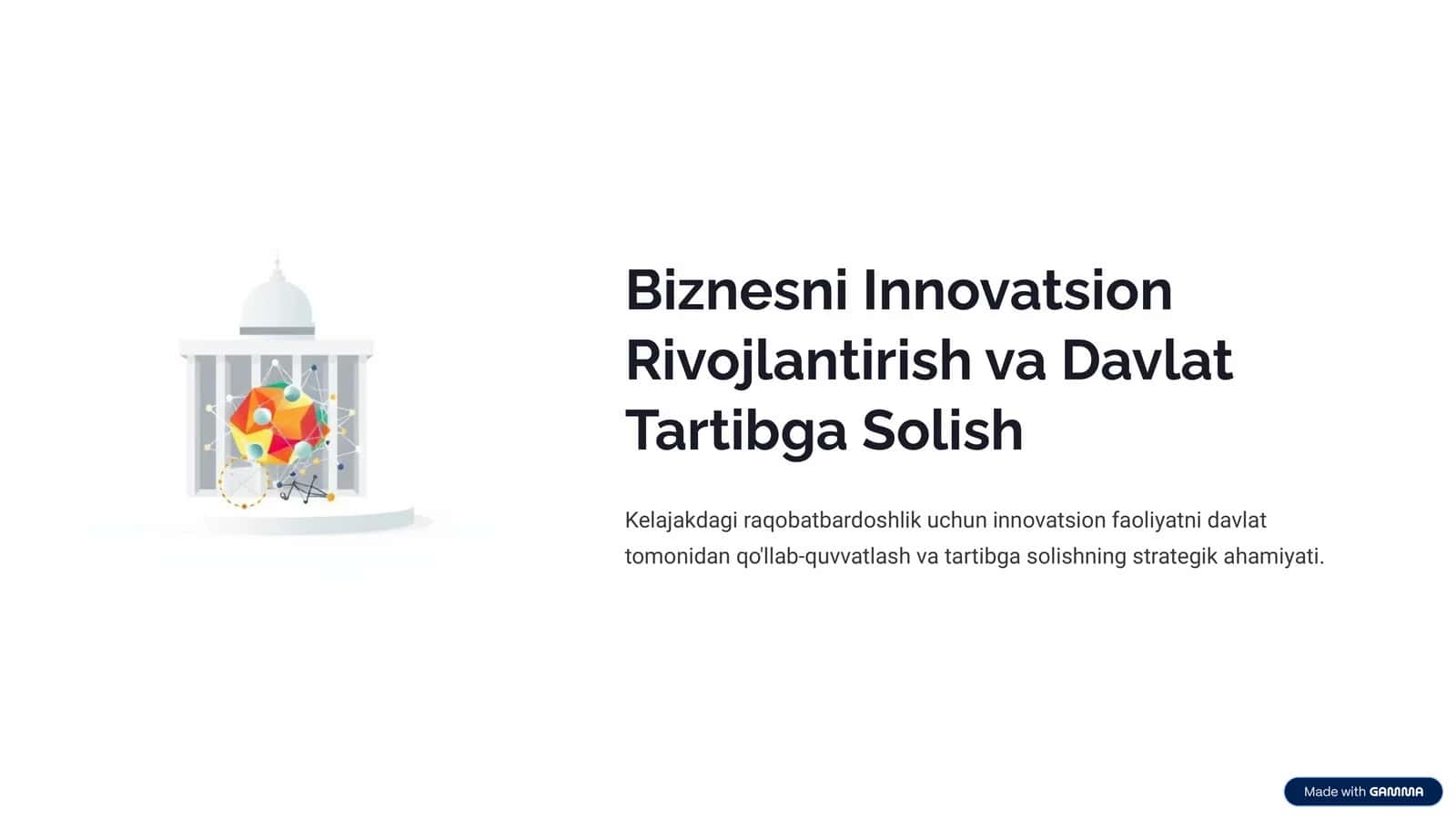 Biznesni Innovatsion Rivojlantirish va Davlat Tartibga Solish 1
