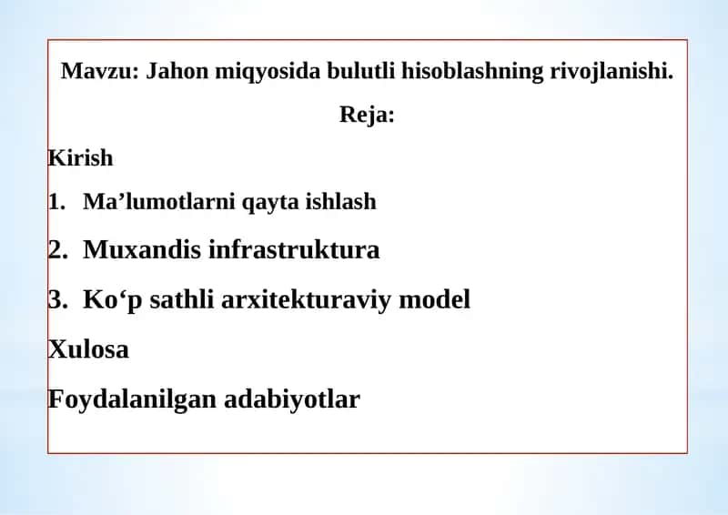Jahon miqyosida bulutli hisoblashning rivojlanishi 1