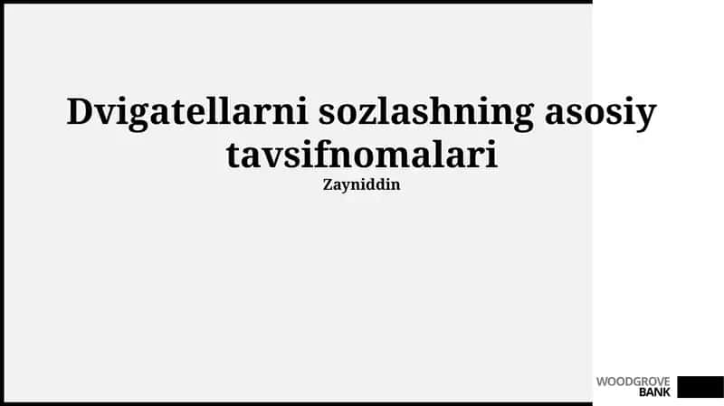 Dvigatellarni sozlashning asosiy tavsifnomalari 1