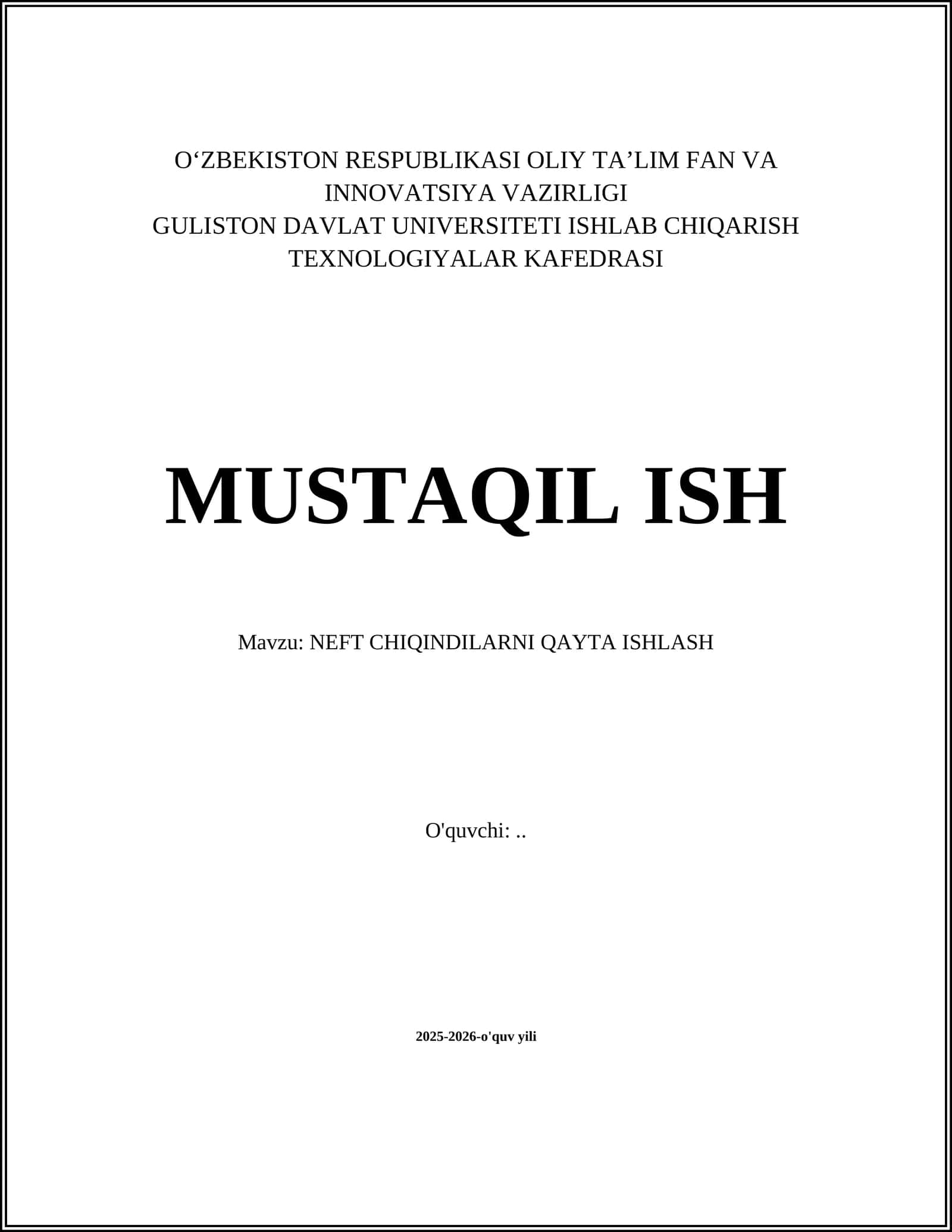 NEFT CHIQINDILARNI QAYTA ISHLASH 1