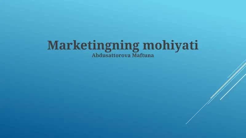 Marketingning mohiyati 1