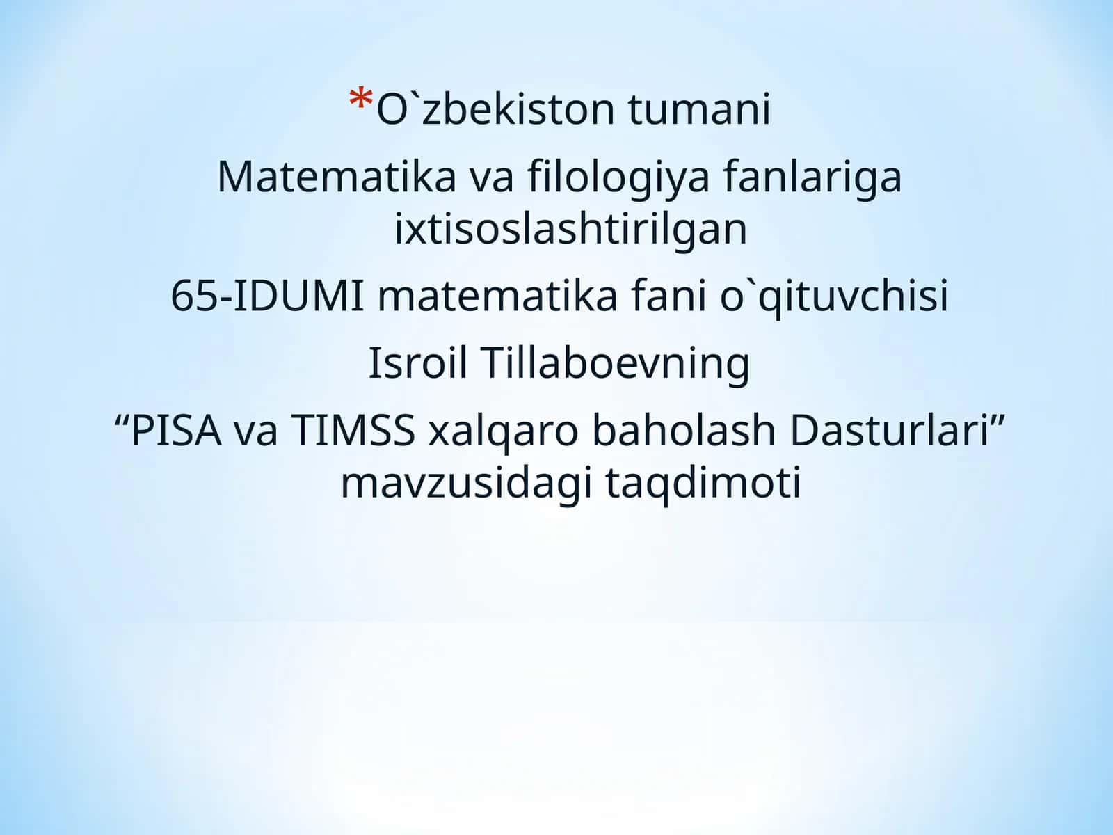 “PISA va TIMSS xalqaro baholash Dasturlari” 1