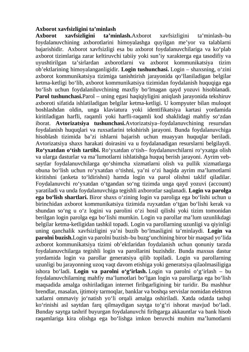 Axborot xavfsizligini ta’minlash 1