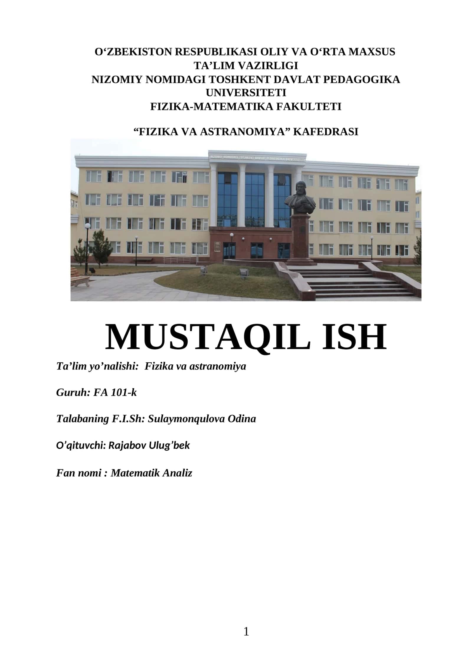 Matematik Analiz 1