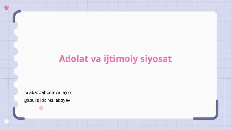 Adolat va ijtimoiy siyosat 1