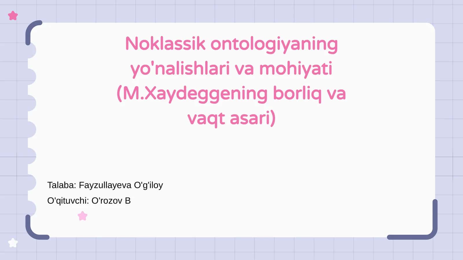 Noklassik ontologiyaning yo'nalishlari va mohiyati (M.Xaydeggening borliq va vaqt asari) 1