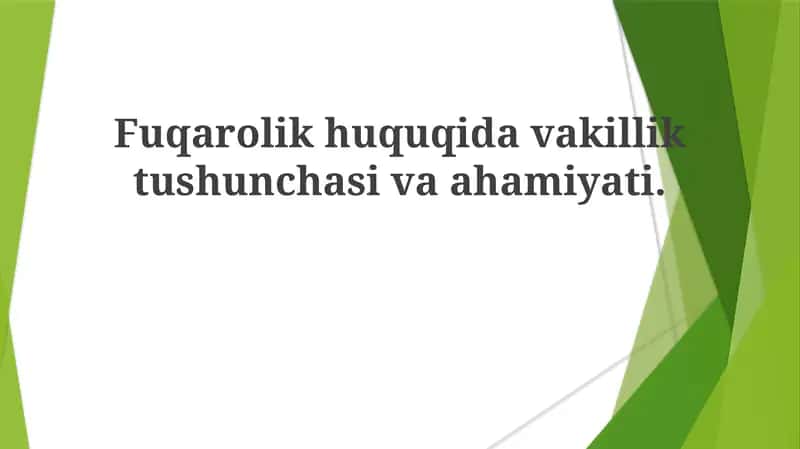 Fuqarolik huquqi va vakillik 1