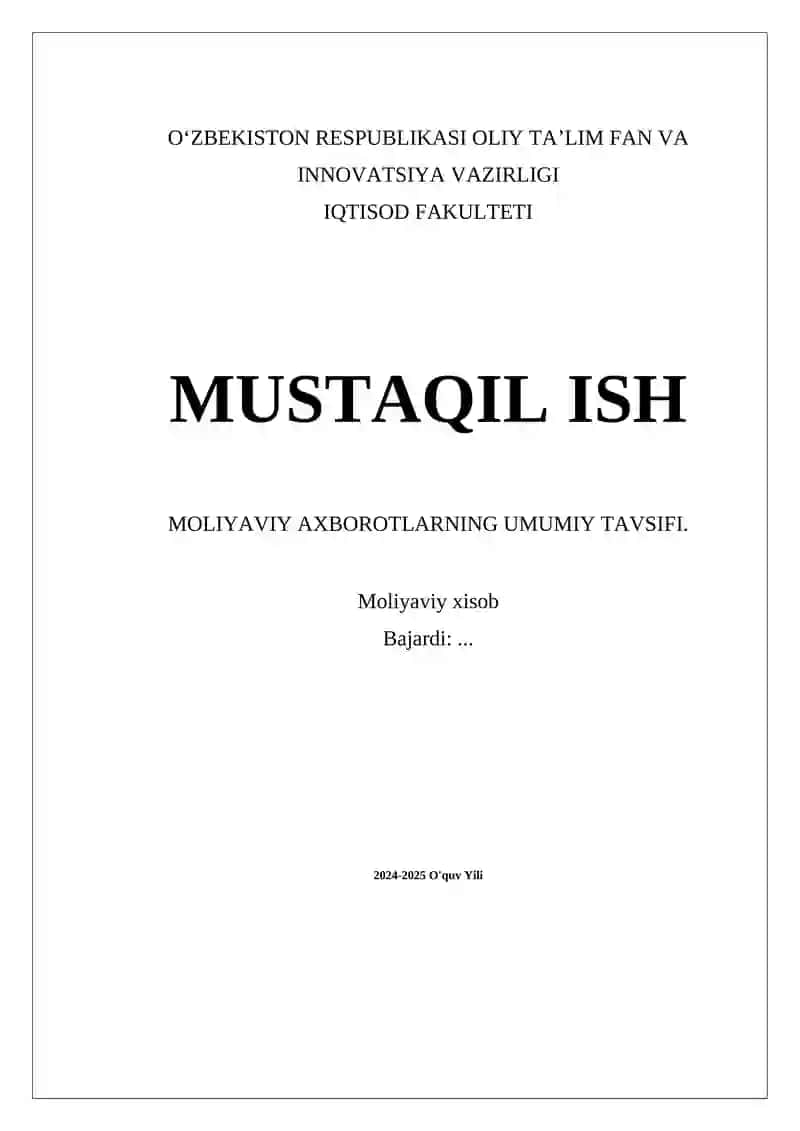 Moliyaviy Axbarotlar