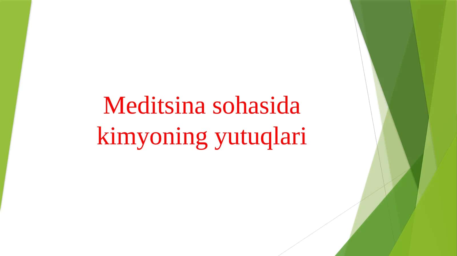 Meditsina sohasida kimyoning yutuqlari 1
