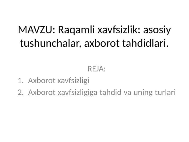 Axborot xavfsizligi 1