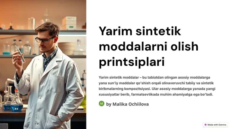 Yarim sintetik moddalarni olish printsiplari 1