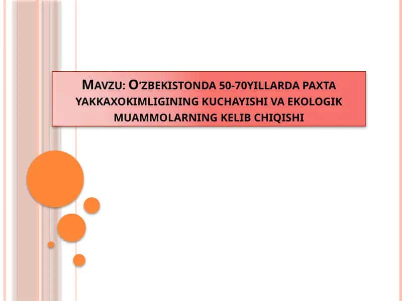 O’zbekistonda 50-70yillarda paxta yakkaxokimligining kuchayishi va ekologik muammolarning kelib chiqishi 1