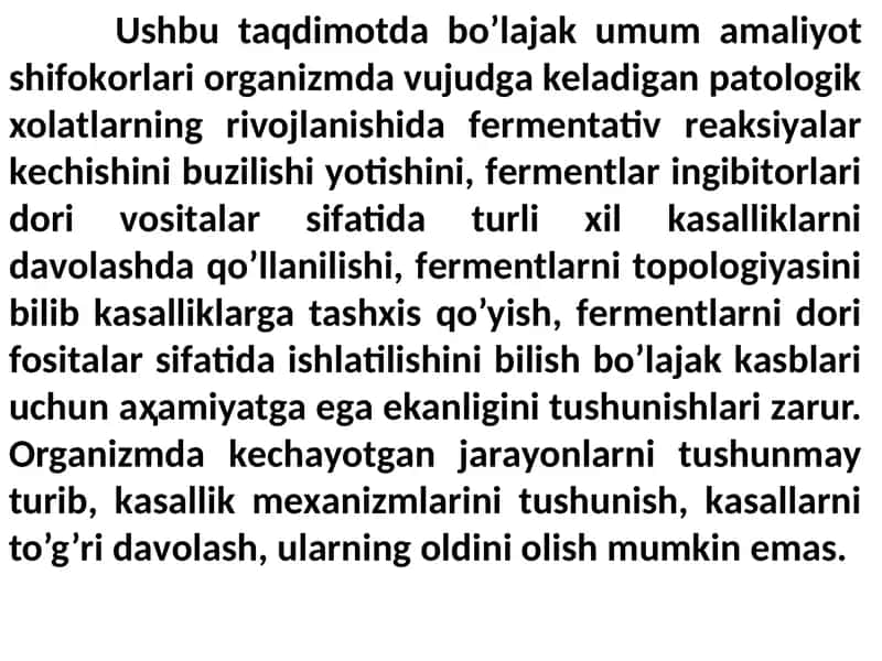 fermentlar gaqida batafsil malumotlar tibbiy va biologik kimyosi 1