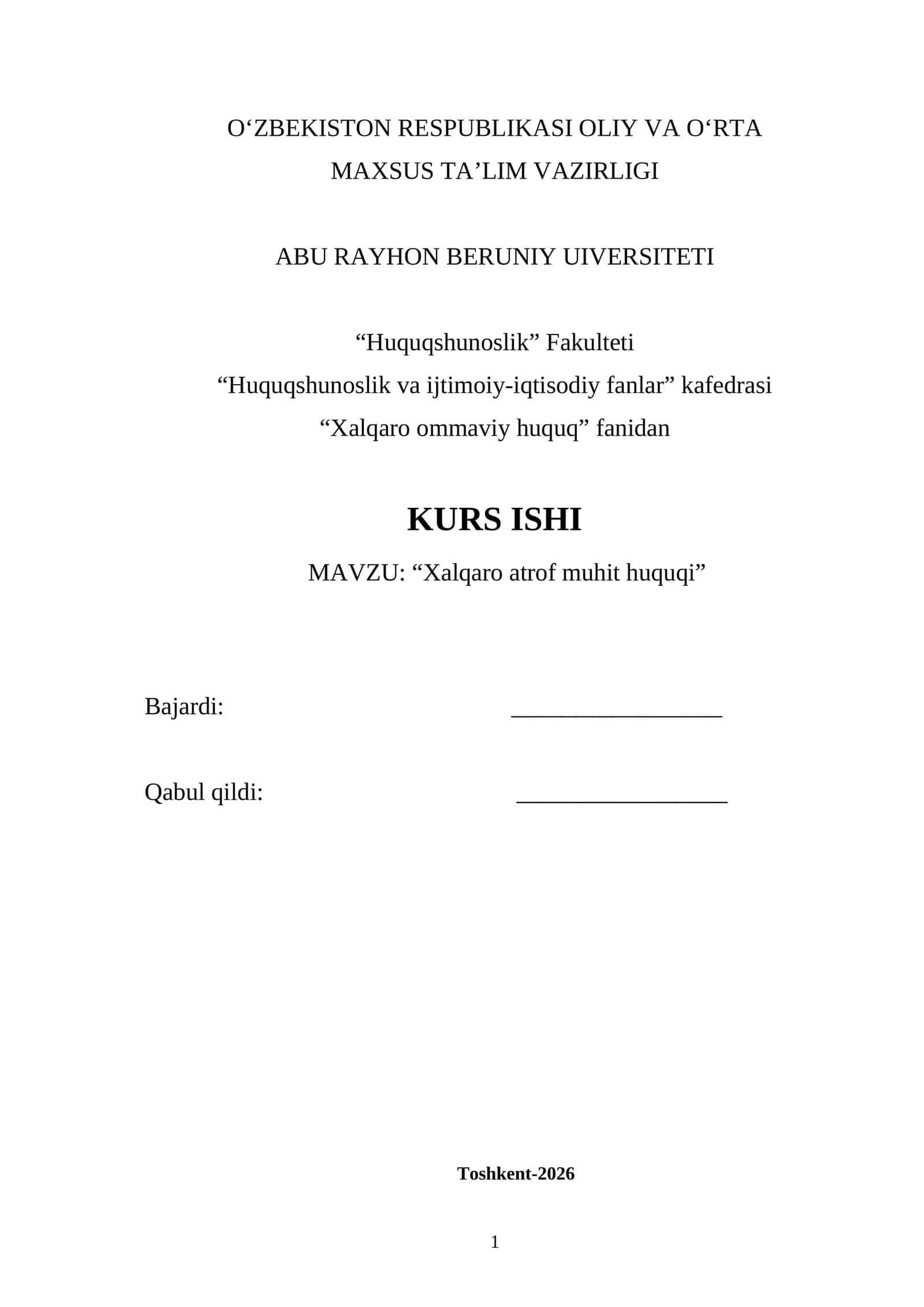 Xalqaro atrof muhit huquqi 1