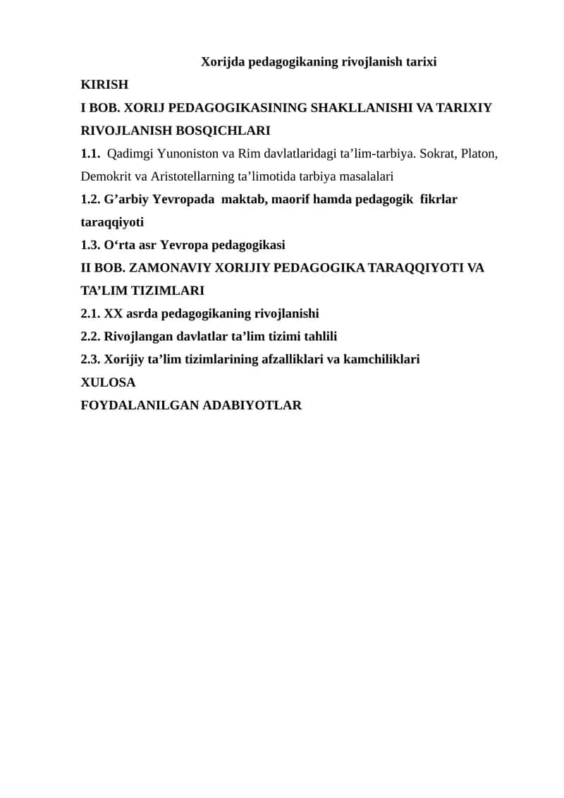Xorijda pedagogikaning rivojlanish tarixi 1