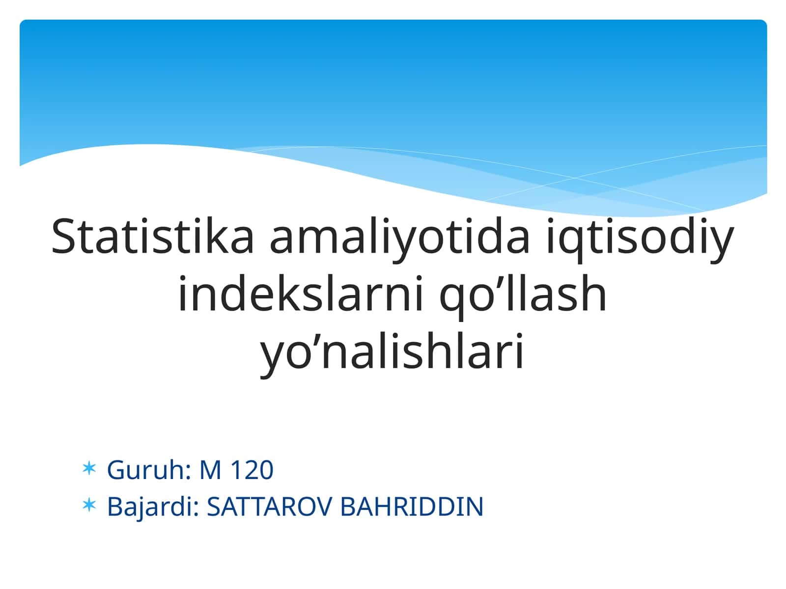 Statistika amaliyotida iqtisodiy indekslarni qo'llash yo'nalishlari 1
