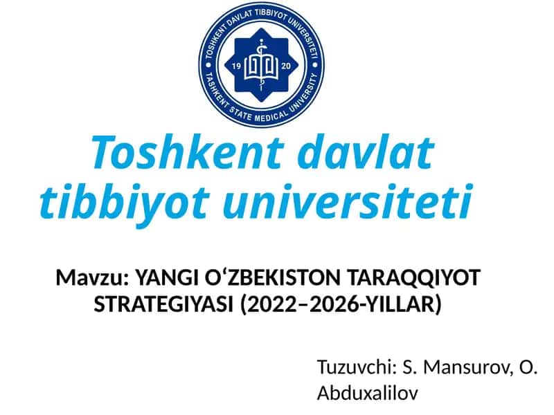 YANGI O‘ZBEKISTON TARAQQIYOT STRATEGIYASI (2022–2026-YILLAR) 1