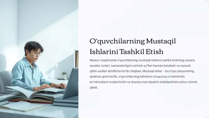 O‘quvchilarning Mustaqil Ishlarini Tashkil Etish 1