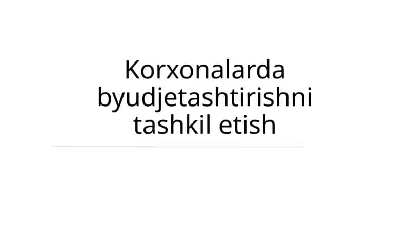 Byudjetlashtirishning asosiy tushunchalari va jarayoni 1