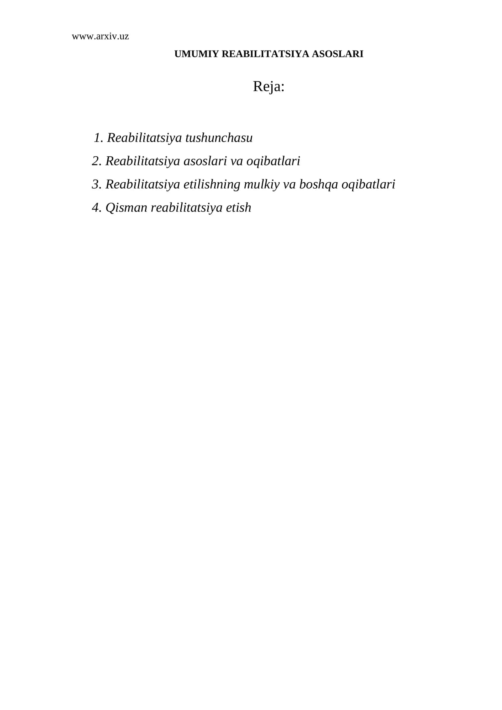 Umumiy reabilitatsiya asoslari 1