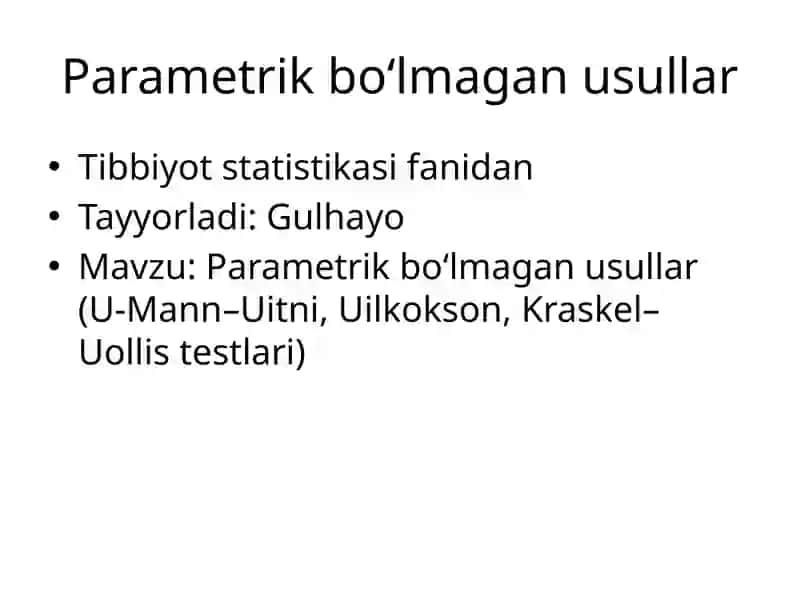 Parametrik bo‘lmagan usullar